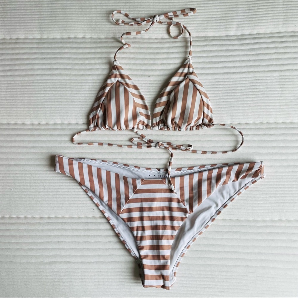 LA Hearts Striped Bikini